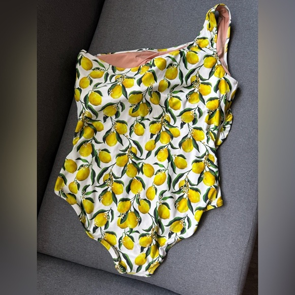 NWT J. Crew One Shoulder One Piece Ruched Swimsuit Limonce Size 18 $128 - Picture 9 of 9